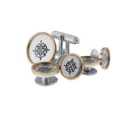 Picture of Sterling Silver with 14K Gold Rimmed Shirt Studs & Cufflinks Set