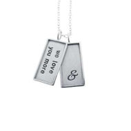Picture of Sterling Silver Rimmed Rectangle Charm Necklace