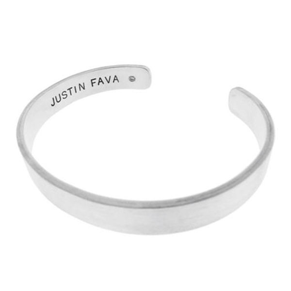 Picture of Wide Sterling Silver Cuff Bracelet with Diamond
