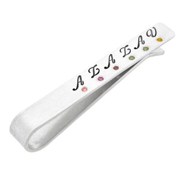 Picture of Sterling Silver Birthstone Tie Bar