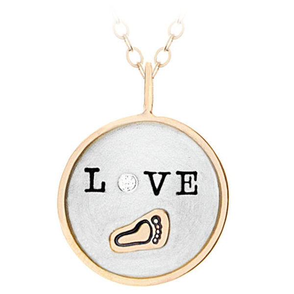 Picture of Silver with 14k Gold Rim Love Charm