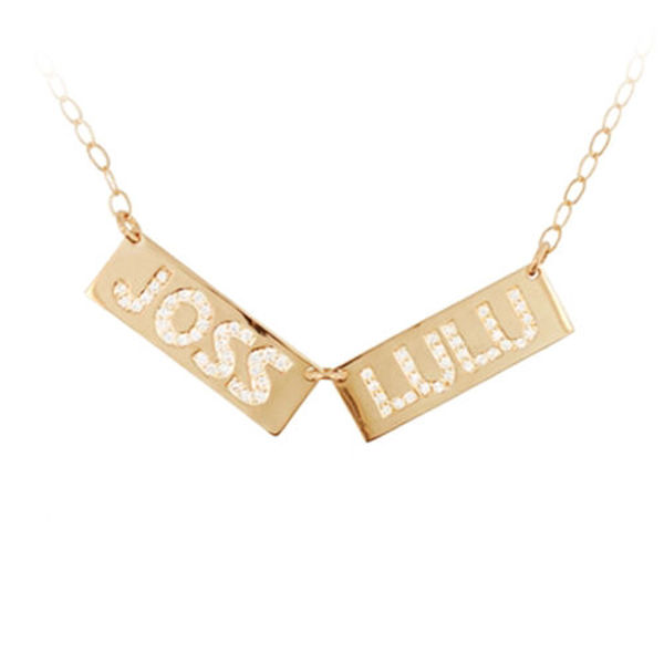 Picture of 14K Gold Pave Set Diamond Name Plate Necklace