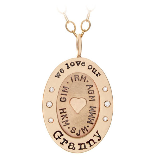 Picture of Gold Oval Pendant with Wide Rim Necklace