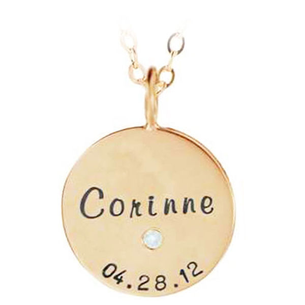 Picture of 14k Gold 3/4" Name and Diamond Charm Necklace